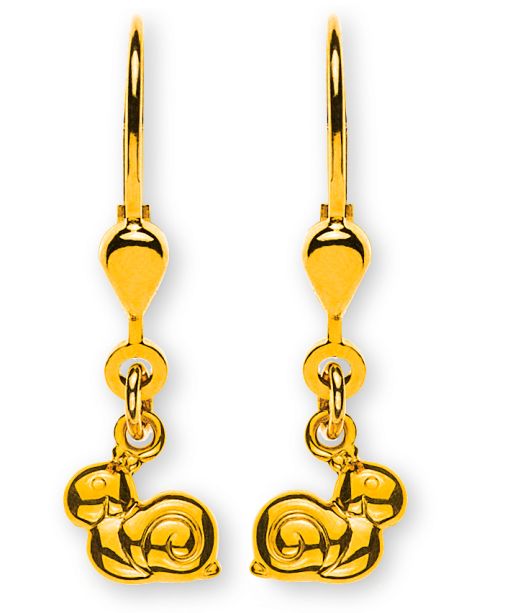 Ohrhänger Schnecke poliert Gelbgold 750 mit Brisur  OGO1066