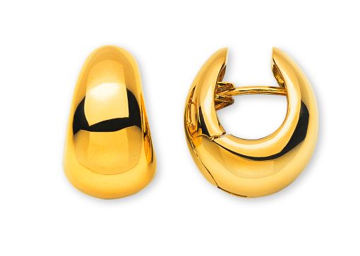 Kreolen Gelbgold 750 Tropfenform Handarbeit mit Scharnier D: 19mm B: 15mm OGO1070