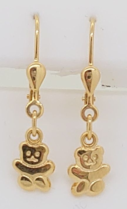 Ohrhänger Teddybär Gelbgold 750 mit Brisur  OGO1079