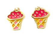 Ohrringe Gelbgold 750 Eiskrem rosa emailliert  OGO1110