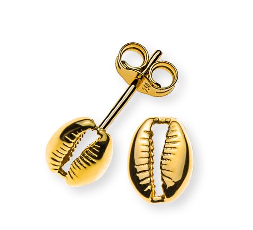 Ohrringe Kauri-Muschel, 7x5mm, Gelbgold 750, poliert  OGO1120