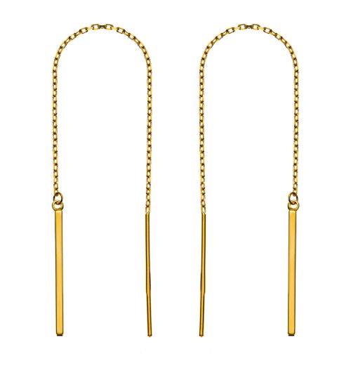 Ohrhänger Stäbchen Gelbgold 750 mit geschliffener Ankerkette zum durchziehen  OGO1133