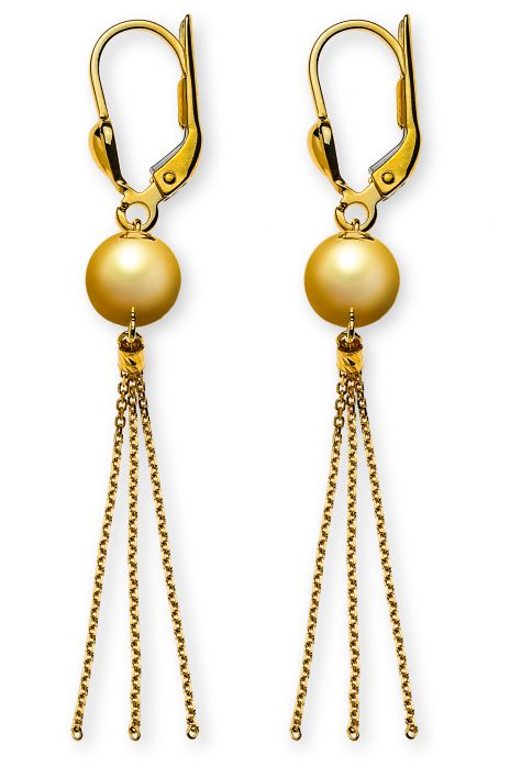 Ohrhänger Gelbgold 750, mit 7mm Kugel und 3 Ankerketten  OGO1139