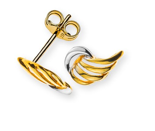 Ohrstecker Flügel Gelbgold 750, teilrhodiniert, poliert  OGO1151