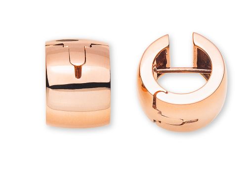 Kreolen Rotgold 750, flach, breit, Handarbeit mit Scharnier D: 16mm B: 11mm OGO3071