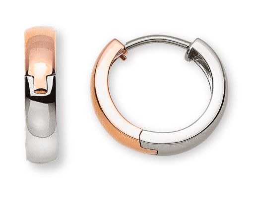 Kreolen Bicolor (Rot-/Weissgold) 750 U-Profil  mit Scharnier D: 15mm B: 3.5mm OGO5045