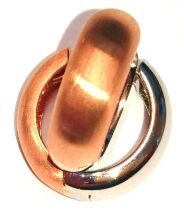 Kreolen Bicolor  (Rot-/Weissgold) 750, WG poliert/RG satiniert mit Scharnier U-Profil 15x5mm OGO5093