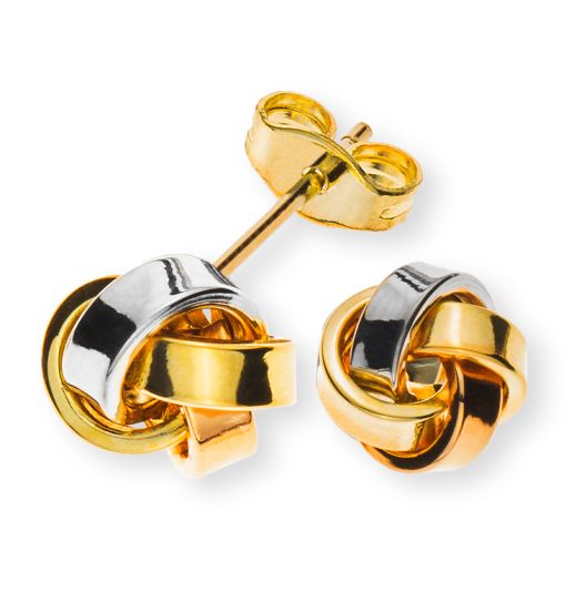 Ohrringe tricolor (Gelb-/Weiss-/Rotgold) 750, Knopf ca. 9mm  OGO7002