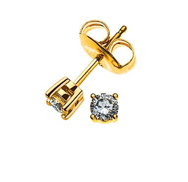Solitär Ohrstecker 4-Griff-Fassung Gelbgold 750 0.10ct. 2 H SI Brillanten à je 0.05ct. OSO1001