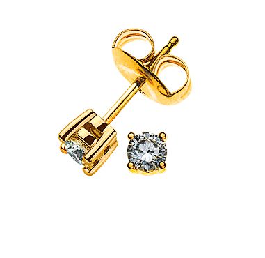 Solitär Ohrstecker 4-Griff-Fassung Gelbgold 750 0.15ct. 2 H SI Brillanten à je 0.075ct. OSO1002