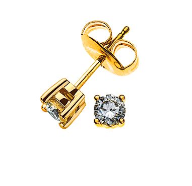 Solitär Ohrstecker 4-Griff-Fassung Gelbgold 750 0.20ct. 2 H SI Brillanten à je 0.10ct. OSO1003