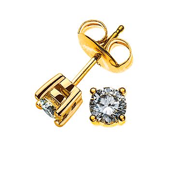 Solitär Ohrstecker 4-Griff-Fassung Gelbgold 750 0.34ct. 2 H SI Brillanten à je 0.17ct. OSO1005