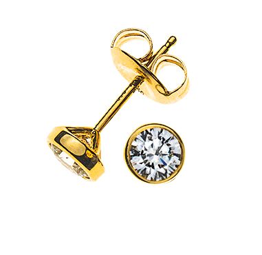 Solitär Ohrstecker Zargen-Fassung Gelbgold 750 0.25ct. 2 H SI Brillanten à je 0.125ct. OSO1012