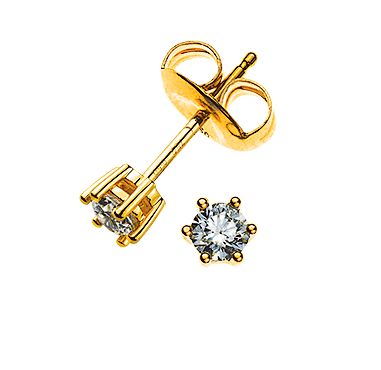 Solitär Ohrstecker 6-Griff-Fassung Gelbgold 750 0.10ct. 2 H SI Brillanten à 0.05ct. OSO1017