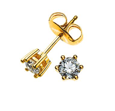 Solitär Ohrstecker 6-Griff-Fassung Gelbgold 750 0.20ct. 2 H SI Brillanten à 0.10ct. OSO1019