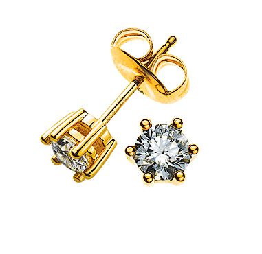 Solitär Ohrstecker 6-Griff-Fassung Gelbgold 750 0.34ct. 2 H SI Brillanten à 0.17ct. OSO1021