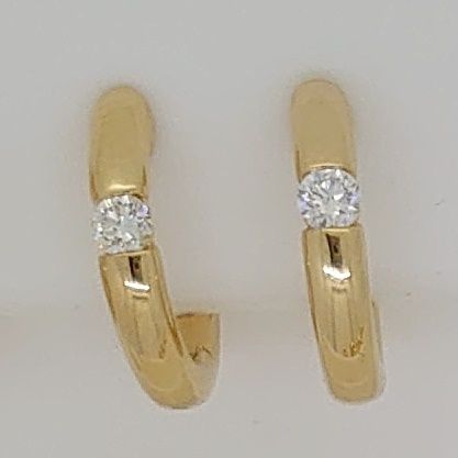 Solitär Kreolen Spann-Fassung Gelbgold 750 0.16ct. 2 H SI Brillanten à je 0.08ct. OSO1026