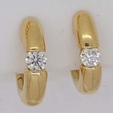 Solitär Kreolen Spann-Fassung Gelbgold 750 0.33ct. 2 H SI Brillanten à je 0.165ct. OSO1029