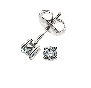 Solitär Ohrstecker 4-Griff-Fassung Weissgold 750 0.10ct. 2 H SI Brillanten à je 0.05ct. OSO2001