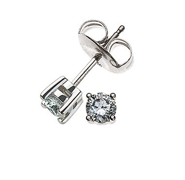 Solitär Ohrstecker 4-Griff-Fassung Weissgold 750 0.16ct. 2 H SI Brillanten à je 0.08ct. OSO2002