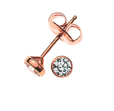 Solitär Ohrstecker Zargen-Fassung Rotgold 750 0.10ct. 2 H SI Brillanten à je 0.05ct. OSO3009