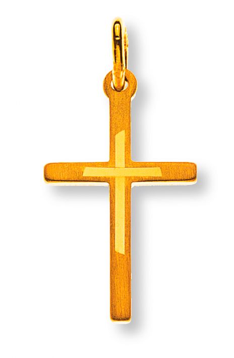 Kreuz Gelbgold 750 mit Muster  H: 17 mm B: 10 mm  AKR1008