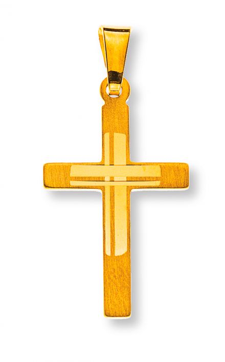Kreuz Gelbgold 750 mit Muster  H: 20 mm B: 12 mm  AKR1009