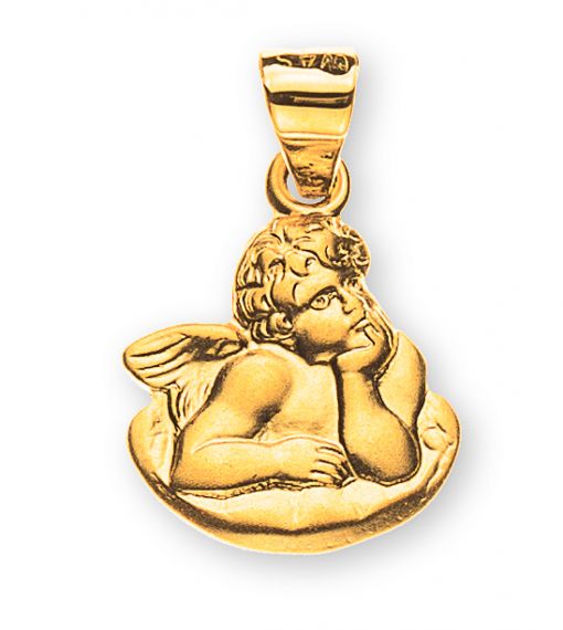 Medaille Engel auf Wolke Gelbgold 750  AME1005