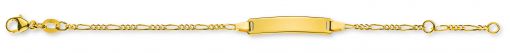 Bébé Bracelet Figaro 3+1 Gelbgold 585 14cm mit Gravurplatte rechteckig lang BBE010614