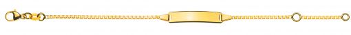 Bébé Bracelet Venezianer diamantiert Gelbgold 375 16cm mit Gravurplatte rechteckig lang BBE800516