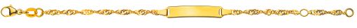 Bébé Bracelet Singapur Gelbgold 375 16 cm mit Gravurplatte rechteckig lang BBE800716