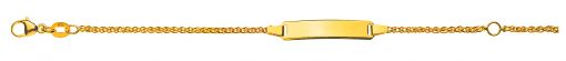 Bébé Bracelet Zopf Gelbgold 375 16cm mit Gravurplatte rechteckig lang BBE800816