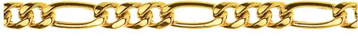 Figaro Bracelet 3+1 diamantiert Gelbgold 750, Halbmassiv, ca. 5.5 mm 19 cm BFI100919