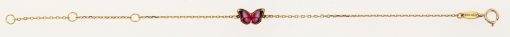Armband Anker geschliffen Gelbgold 750 mit 1 Schmetterling in Pink, Harz, 16cm  BGO112116
