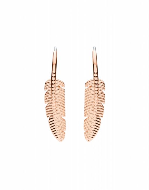 Fossil Feather Rose Gold-Tone Stainless Steel Hoop Earrings JF03668791