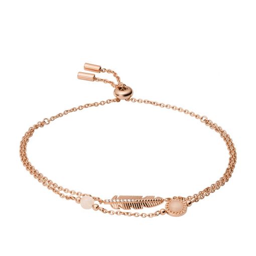 Fossil Feather Rose Gold-Tone Stainless Steel Multi-Strand Bracelet JF03669791
