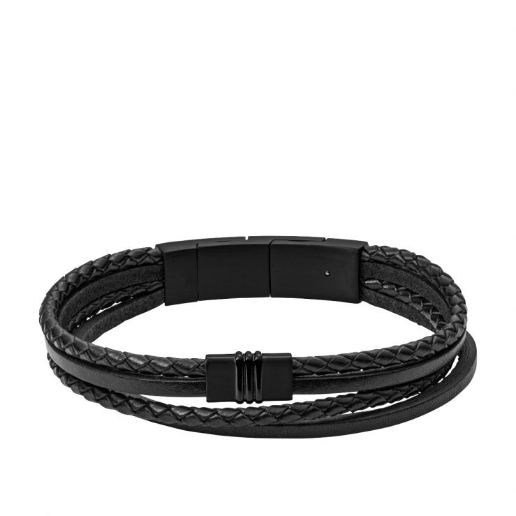 bijl Verliefd Machtigen Fossil Herren Armband Multi-Strand Black Leather JF03098001